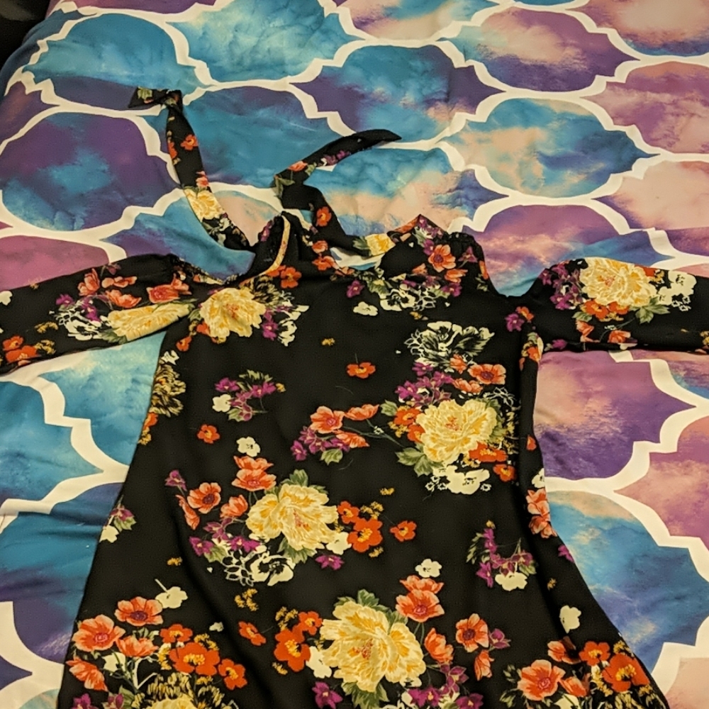 Black foral dress